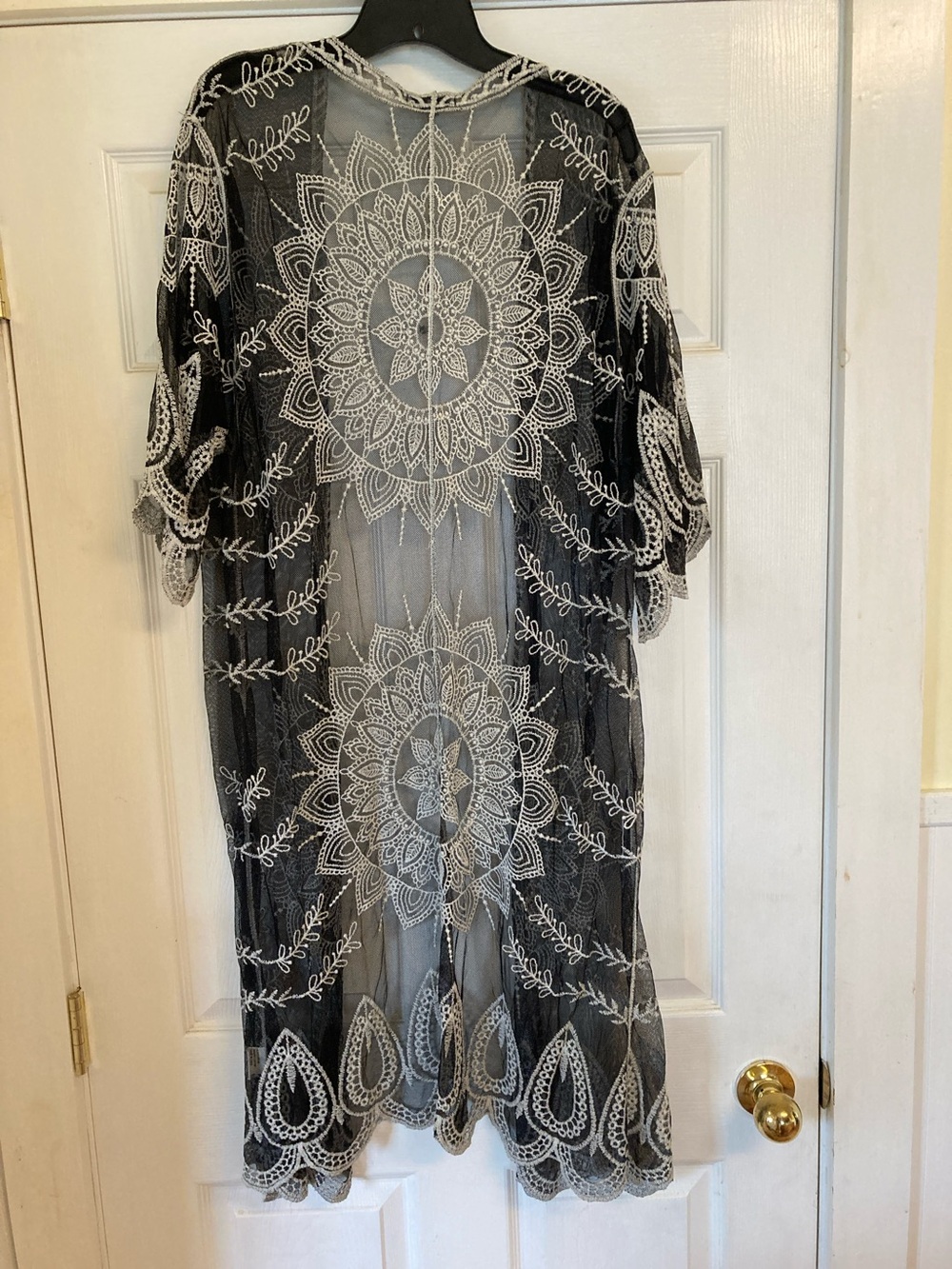Rebellion Again  Black and White Sheer Wrap/Kimono - Picture 3 of 7